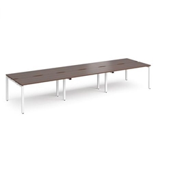 Adapt triple back to back desks 4200mm x 1200mm - white frame, walnut top