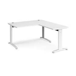 TR10 desk 1400mm x 800mm with 800mm return desk - white frame, white top
