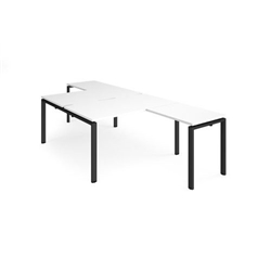 Adapt back to back desks 1400mm x 1600mm with 800mm return desks - black frame, white top