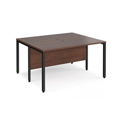 Maestro 25 back to back straight desks 1400mm x 1200mm - black bench leg frame, walnut top