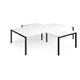 Adapt back to back 4 desk cluster 3200mm x 1600mm with 800mm return desks - black frame, white top