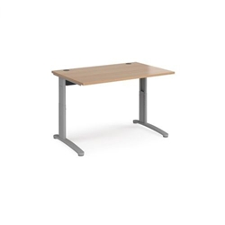TR10 height settable straight desk 1200mm x 800mm - silver frame, beech top