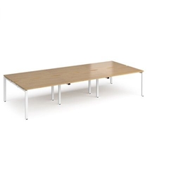 Adapt triple back to back desks 3600mm x 1600mm - white frame, oak top