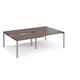 Adapt sliding top double back to back desks 2400mm x 1600mm - silver frame, walnut top
