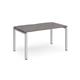 Adapt single desk 1400mm x 800mm - silver frame, grey oak top