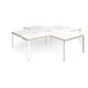 Adapt back to back 4 desk cluster 3200mm x 1600mm with 800mm return desks - white frame, white top with oak edge