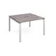 Adapt sliding top back to back desks 1200mm x 1200mm - silver frame, grey oak top