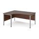 Maestro 25 left hand ergonomic desk 1600mm wide - silver bench leg frame, walnut top