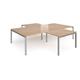 Adapt back to back 4 desk cluster 3200mm x 1600mm with 800mm return desks - silver frame, beech top