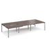 Adapt sliding top triple back to back desks 3600mm x 1600mm - silver frame, walnut top