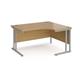 Maestro 25 right hand ergonomic desk 1400mm wide - silver cantilever leg frame, oak top