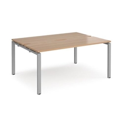 Adapt back to back desks 1600mm x 1200mm - silver frame, beech top