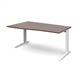 TR10 left hand wave desk 1600mm - white frame, walnut top