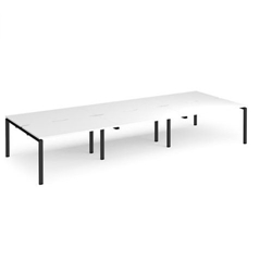 Adapt triple back to back desks 4200mm x 1600mm - black frame, white top