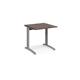 TR10 height settable straight desk 800mm x 800mm - silver frame, walnut top