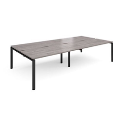 Adapt sliding top double back to back desks 3200mm x 1600mm - black frame, grey oak top