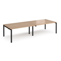 Adapt double back to back desks 2800mm x 1200mm - black frame, beech top