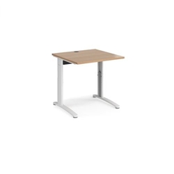 TR10 height settable straight desk 800mm x 800mm - white frame, beech top