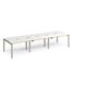 Adapt triple back to back desks 3600mm x 1200mm - silver frame, white top with oak edging