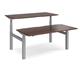 Elev8 Touch sit-stand back-to-back desks 1600mm x 1650mm - silver frame, walnut top