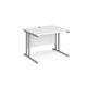 Maestro 25 straight desk 1000mm x 800mm - silver cantilever leg frame, white top