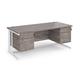 Maestro 25 straight desk 1800mm x 800mm with 2 and 3 drawer pedestals - white cable managed leg frame, grey oak top