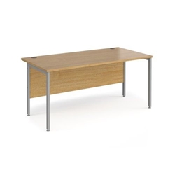 Maestro 25 straight desk 1600mm x 800mm - silver H-frame leg, oak top