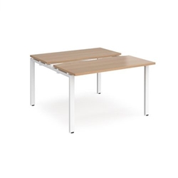 Adapt sliding top back to back desks 1200mm x 1200mm - white frame, beech top