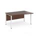 Maestro 25 right hand wave desk 1400mm wide - white bench leg frame, walnut top