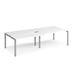 Adapt sliding top double back to back desks 2800mm x 1200mm - silver frame, white top