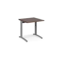 TR10 height settable straight desk 800mm x 800mm - silver frame, walnut top