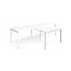 Adapt double straight desks 2800mm x 800mm with 800mm return desks - white frame, white top