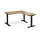 Elev8 Touch sit-stand desk 1400mm x 800mm with 800mm return desk - black frame, oak top