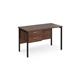 Maestro 25 straight desk 1200mm x 600mm with 2 drawer pedestal - black H-frame leg, walnut top