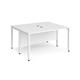 Maestro 25 back to back straight desks 1400mm x 1200mm - white bench leg frame, white top