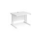 Maestro 25 straight desk 1000mm x 800mm - white cantilever leg frame, white top
