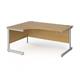 Contract 25 left hand ergonomic desk with silver cantilever leg 1600mm - oak top