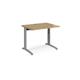 TR10 height settable straight desk 1000mm x 800mm - silver frame, oak top