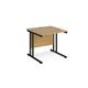 Maestro 25 straight desk 800mm x 800mm - black cantilever leg frame, oak top