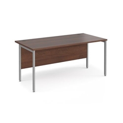 Maestro 25 straight desk 1600mm x 800mm - silver H-frame leg, walnut top