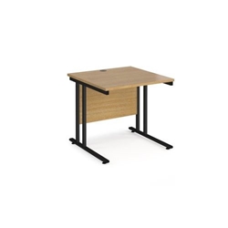 Maestro 25 straight desk 800mm x 800mm - black cantilever leg frame, oak top