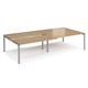 Adapt sliding top double back to back desks 3200mm x 1600mm - silver frame, oak top
