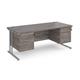 Maestro 25 straight desk 1800mm x 800mm with two x 3 drawer pedestals - silver cantilever leg frame, grey oak top