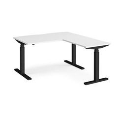 Elev8 Touch sit-stand desk 1400mm x 800mm with 800mm return desk - black frame, white top