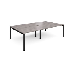 Adapt sliding top double back to back desks 2800mm x 1600mm - black frame, grey oak top