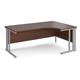 Maestro 25 right hand ergonomic desk 1800mm wide - silver cable managed leg frame, walnut top