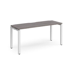 Adapt single desk 1600mm x 600mm - white frame, grey oak top