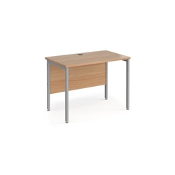 Maestro 25 straight desk 1000mm x 600mm - silver H-frame leg, beech top