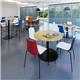 Monza circular dining table with flat round brushed steel base 800mm - kendal oak
