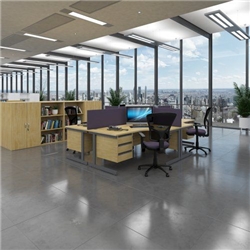 Contract 25 straight desk with 2 and 3 drawer pedestals and silver cantilever leg 1600mm x 800mm - oak top